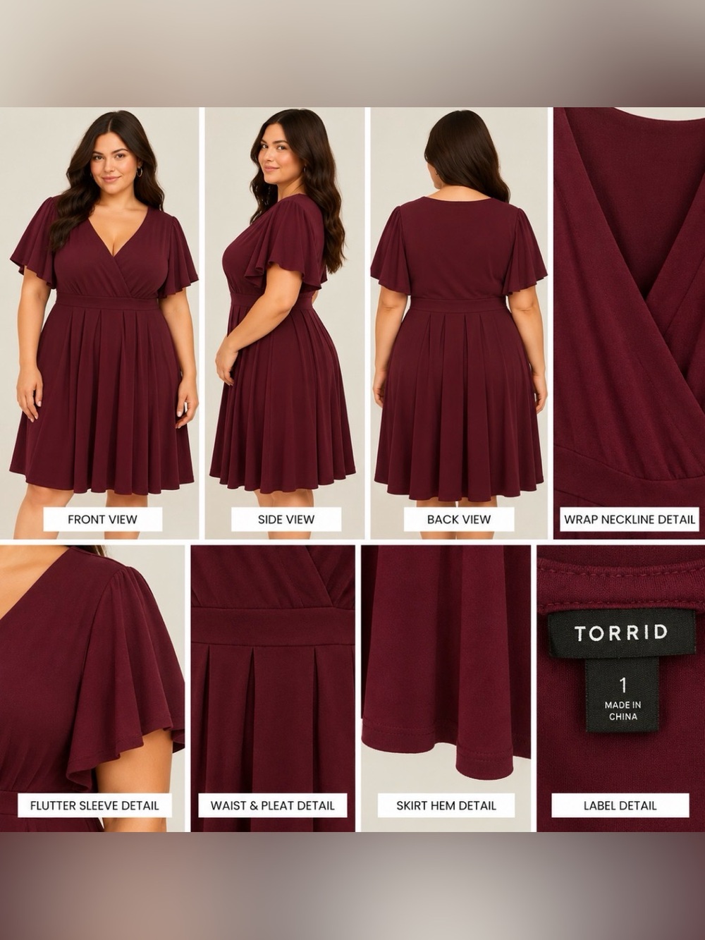 torrid Wine Faux Wrap Midi Dress